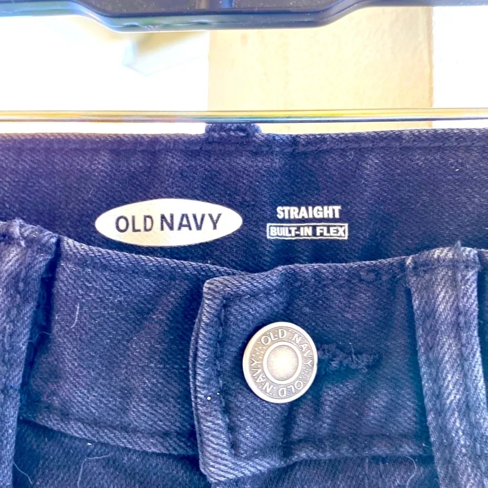 OLD NAVY BOY’S STRAIGHT BUILT IN FLEX BLACK JACK JEANS Size 12 EUC